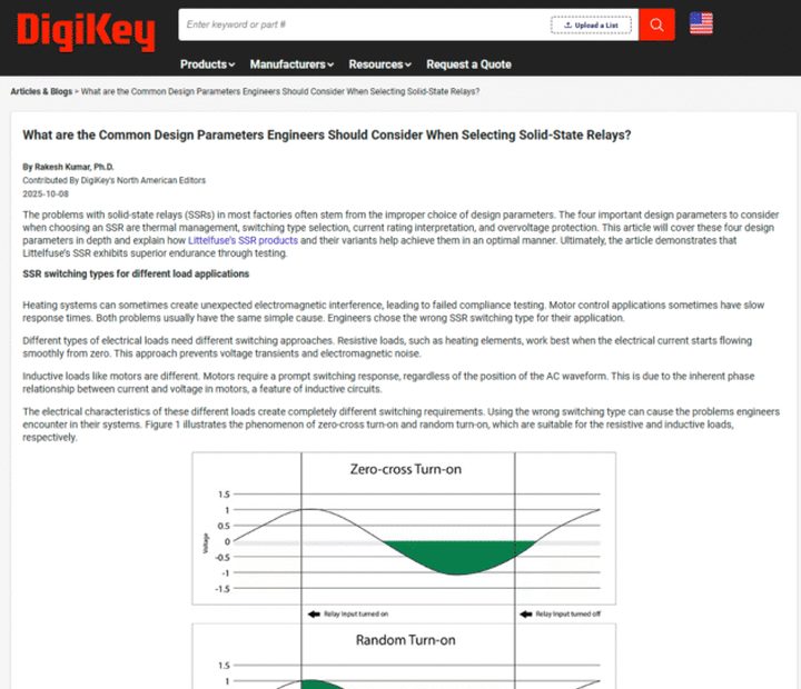 Screenshot: What are common design parameters when selecting solid-state relays?