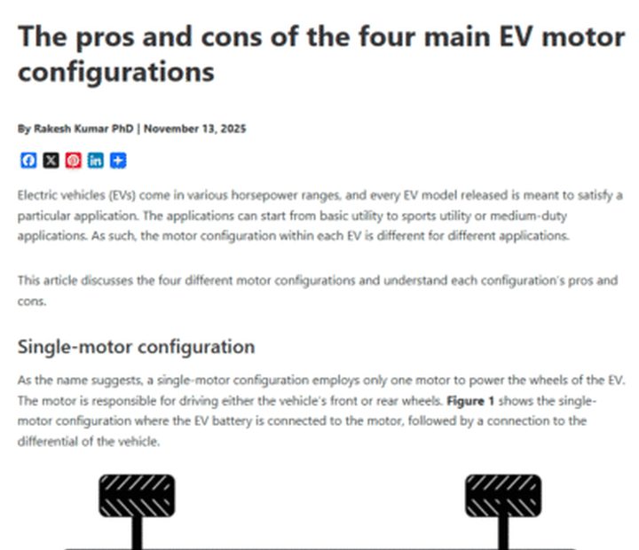 Screenshot: The pros and cons of the four main EV motor configurations